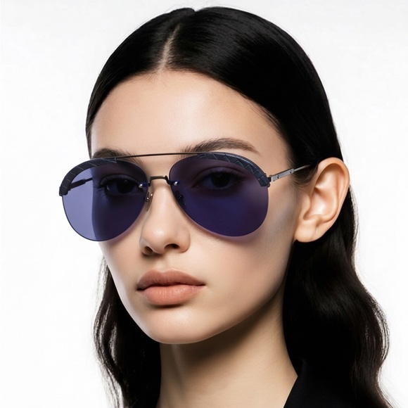 New Authentic Bottega Veneta BV0242S 003 Sunglasses – Blue Pilot Aviator main image 13